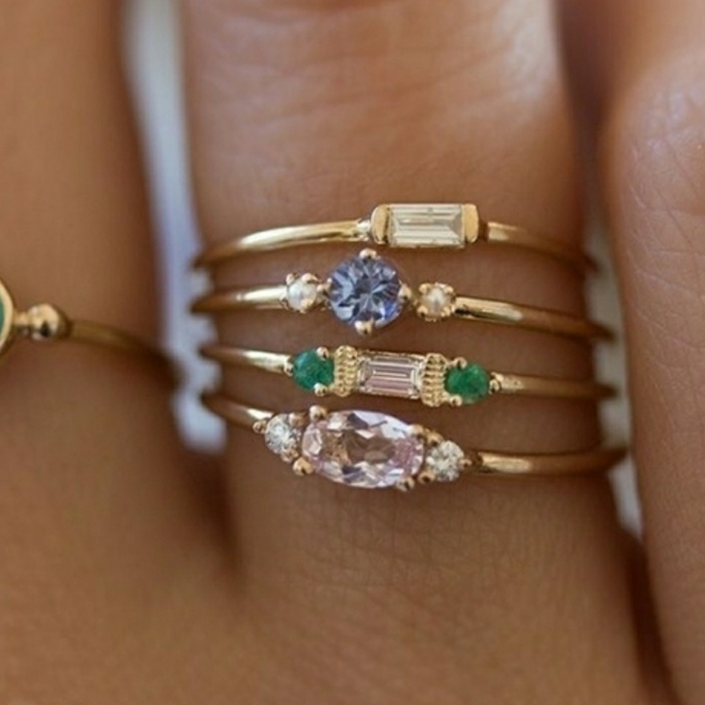 NWT 4 piece 18 k gold plated Women's Ring Set - Picture 4 of 15